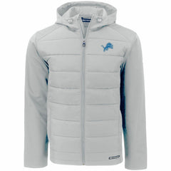 Detroit Lions Cutter & Buck Evoke PrimaLoft Hybrid Eco Softshell Recycled Full-Zip Hooded Jacket - Gray - NFL
