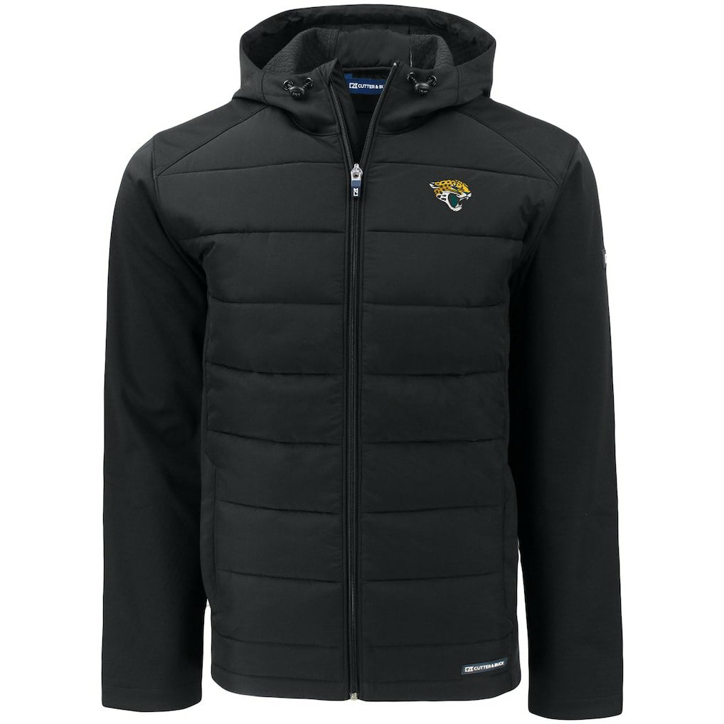 Jacksonville Jaguars Cutter & Buck Evoke PrimaLoft Hybrid Eco Softshell Recycled Full-Zip Hooded Jacket - Black - NFL