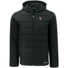 Minnesota Vikings Cutter & Buck Evoke PrimaLoft Hybrid Eco Softshell Recycled Full-Zip Hooded Jacket - Black - NFL