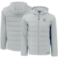 Pittsburgh Steelers Cutter & Buck Evoke PrimaLoft Hybrid Eco Softshell Recycled Full-Zip Hooded Jacket - Gray - NFL