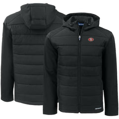 San Francisco 49ers Cutter & Buck Evoke PrimaLoft Hybrid Eco Softshell Recycled Full-Zip Hooded Jacket - Black - NFL