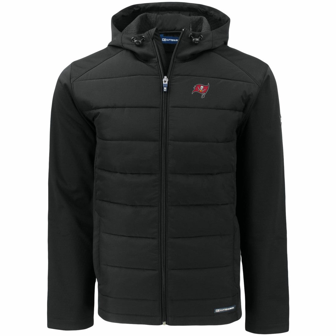 Tampa Bay Buccaneers Cutter & Buck Evoke PrimaLoft Hybrid Eco Softshell Recycled Full-Zip Hooded Jacket - Black - NFL
