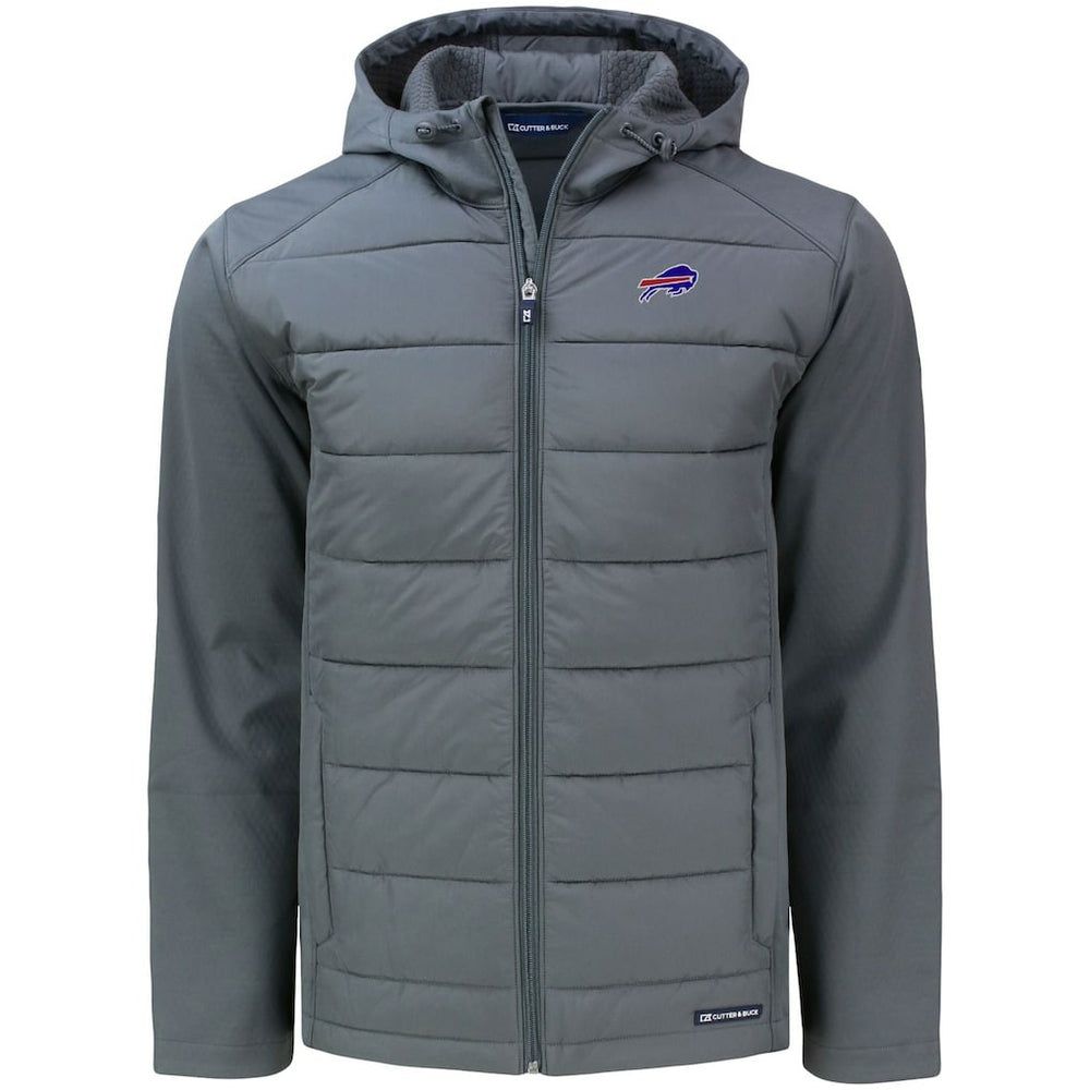 Buffalo Bills Cutter & Buck Evoke PrimaLoft Hybrid Eco Softshell Recycled Full-Zip Hooded Jacket - Gray - NFL