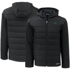 Carolina Panthers Cutter & Buck Evoke PrimaLoft Hybrid Eco Softshell Recycled Full-Zip Hooded Jacket - Black - NFL