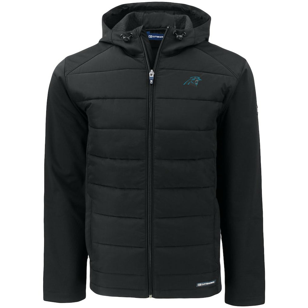 Carolina Panthers Cutter & Buck Evoke PrimaLoft Hybrid Eco Softshell Recycled Full-Zip Hooded Jacket - Black - NFL
