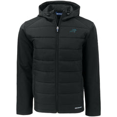 Carolina Panthers Cutter & Buck Evoke PrimaLoft Hybrid Eco Softshell Recycled Full-Zip Hooded Jacket - Black - NFL