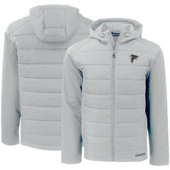 Atlanta Falcons Cutter & Buck Evoke PrimaLoft Hybrid Eco Softshell Recycled Full-Zip Hooded Jacket - Gray - NFL