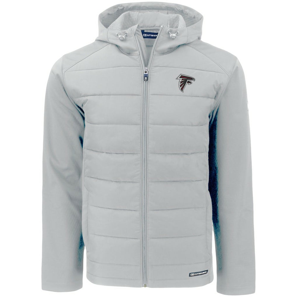 Atlanta Falcons Cutter & Buck Evoke PrimaLoft Hybrid Eco Softshell Recycled Full-Zip Hooded Jacket - Gray - NFL