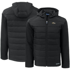 Baltimore Ravens Cutter & Buck Evoke PrimaLoft Hybrid Eco Softshell Recycled Full-Zip Hooded Jacket - Black - NFL