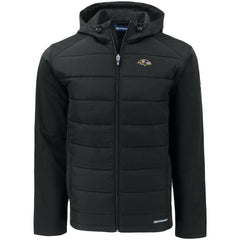 Baltimore Ravens Cutter & Buck Evoke PrimaLoft Hybrid Eco Softshell Recycled Full-Zip Hooded Jacket - Black - NFL