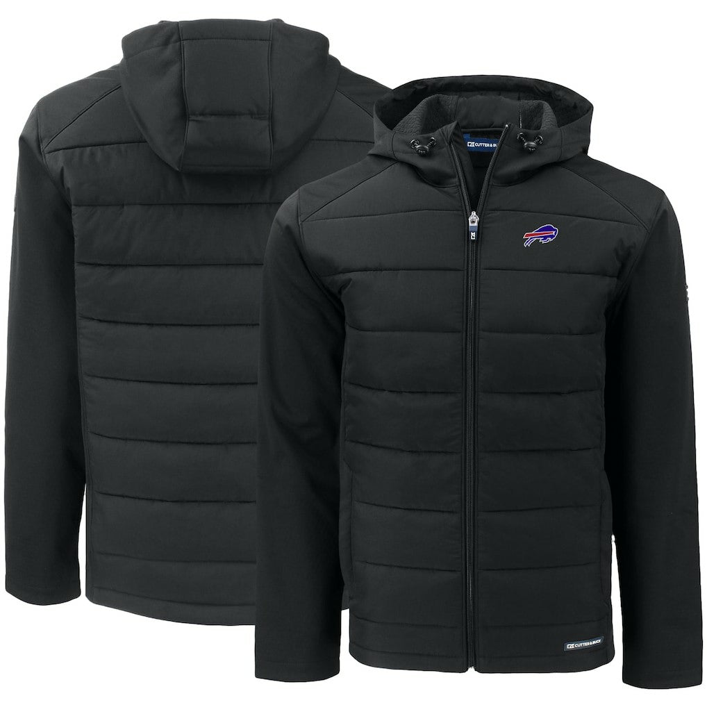 Buffalo Bills Cutter & Buck Evoke PrimaLoft Hybrid Eco Softshell Recycled Full-Zip Hooded Jacket - Black - NFL