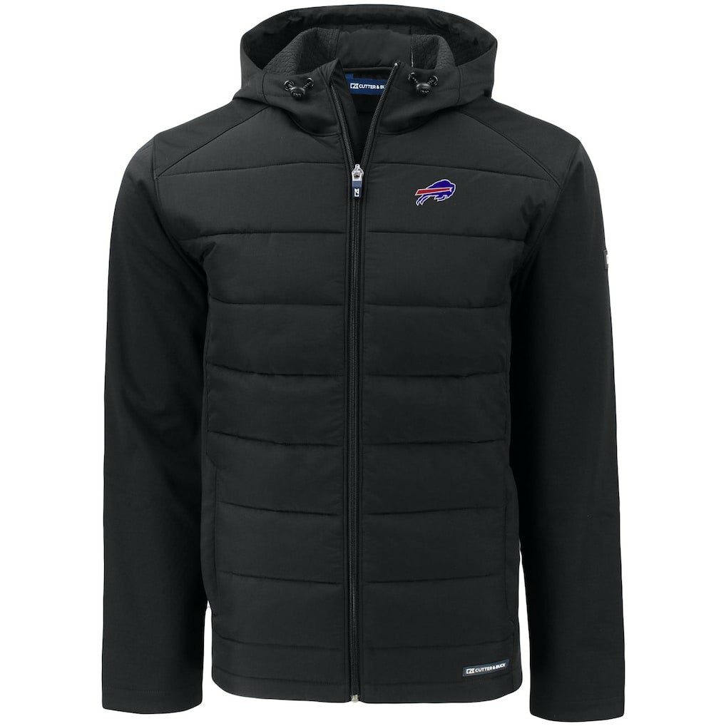 Buffalo Bills Cutter & Buck Evoke PrimaLoft Hybrid Eco Softshell Recycled Full-Zip Hooded Jacket - Black - NFL