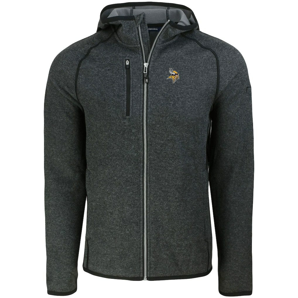 Minnesota Vikings Cutter & Buck Mainsail Full-Zip Hooded Jacket - Heather Charcoal - NFL