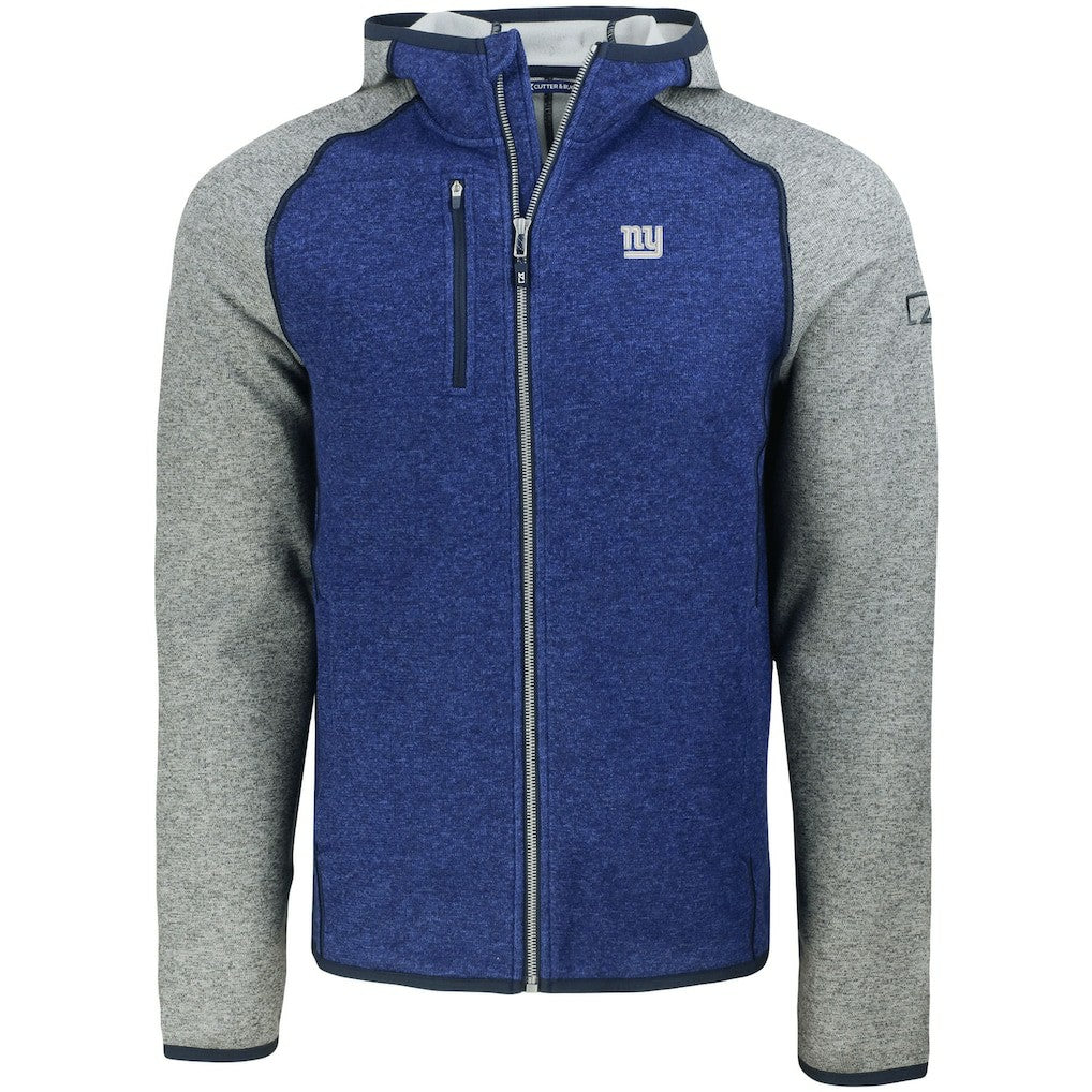 New York Giants Cutter & Buck Mainsail Full-Zip Hooded Jacket - Heather Royal - NFL