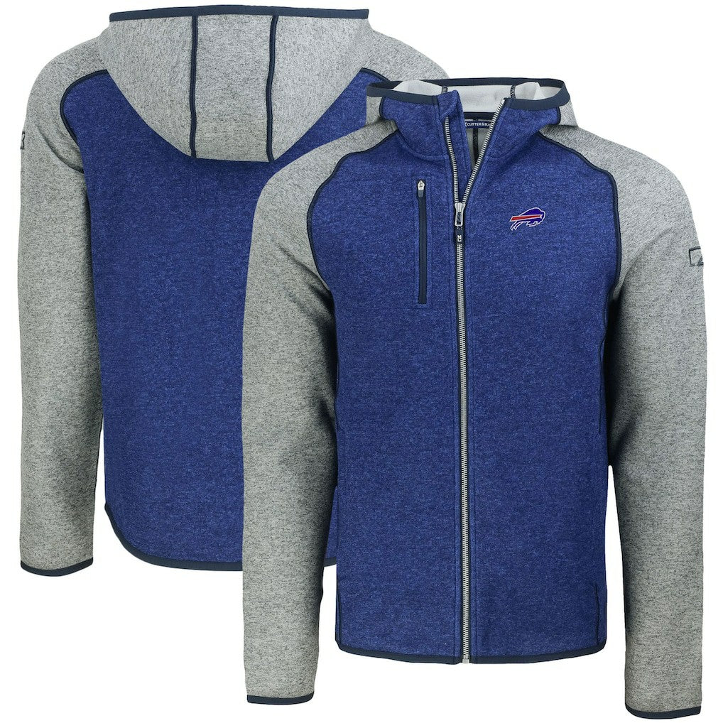 Buffalo Bills Cutter & Buck Mainsail Full-Zip Hooded Jacket - Heather Royal - NFL
