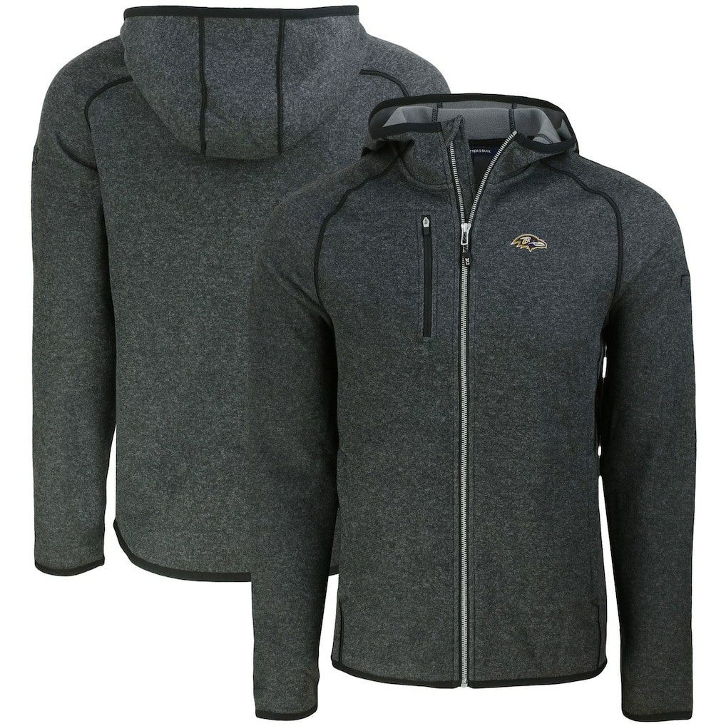 Baltimore Ravens Cutter & Buck Mainsail Full-Zip Hooded Jacket - Heather Charcoal - NFL