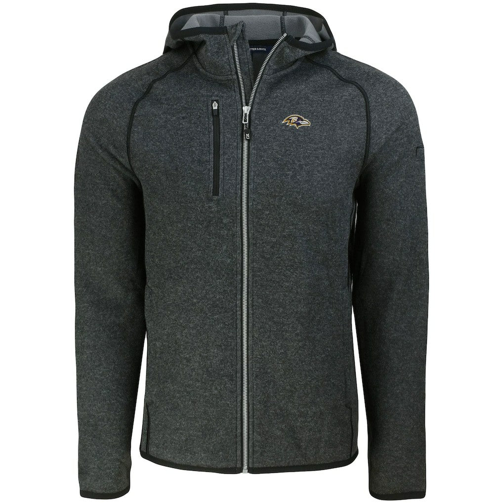 Baltimore Ravens Cutter & Buck Mainsail Full-Zip Hooded Jacket - Heather Charcoal - NFL