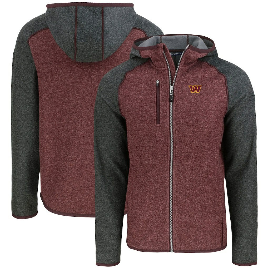 Washington Commanders Cutter & Buck Mainsail Full-Zip Hooded Jacket - Heather Burgundy - NFL