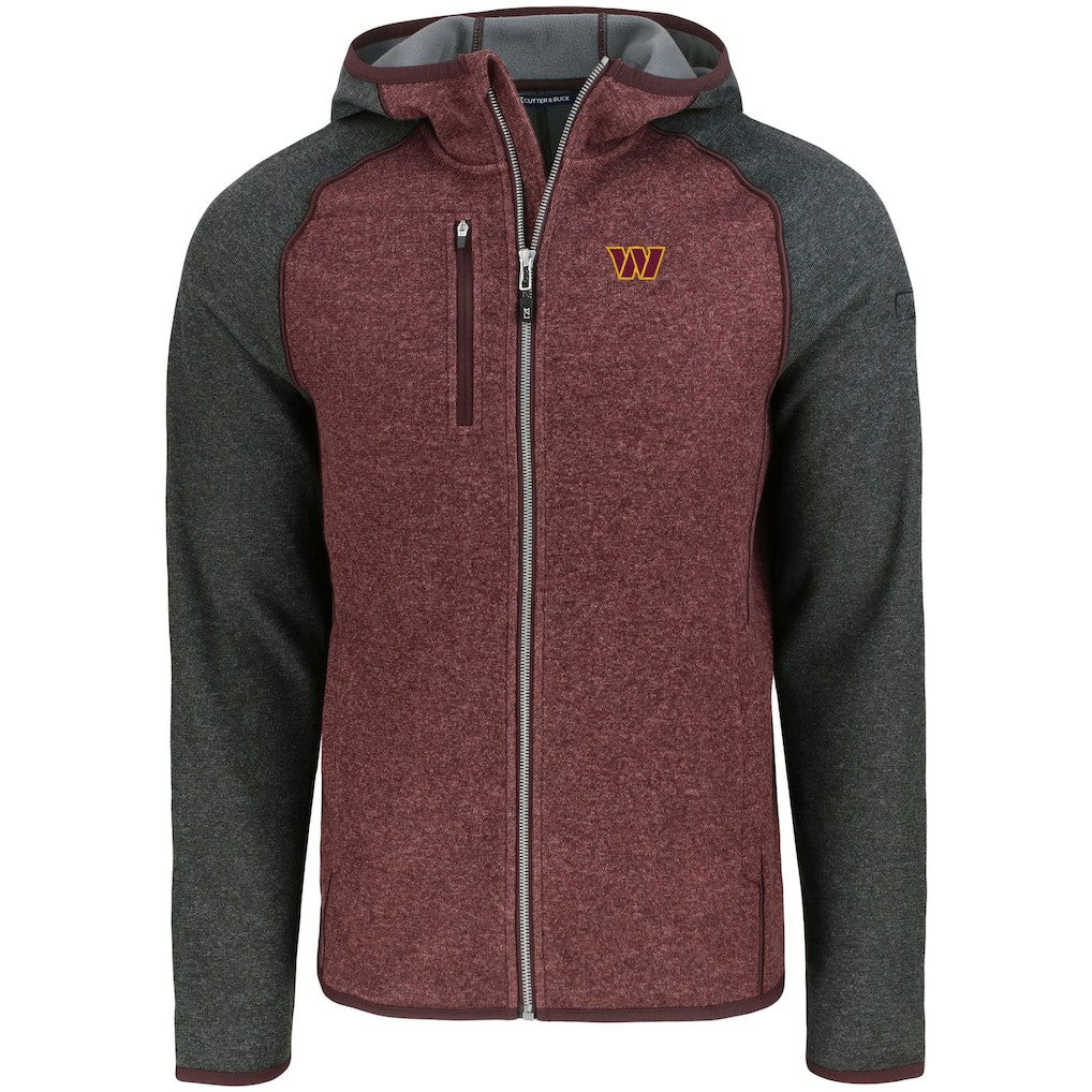 Washington Commanders Cutter & Buck Mainsail Full-Zip Hooded Jacket - Heather Burgundy - NFL