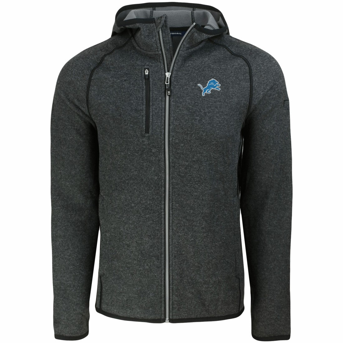 Detroit Lions Cutter & Buck Mainsail Full-Zip Hooded Jacket - Heather Charcoal - NFL
