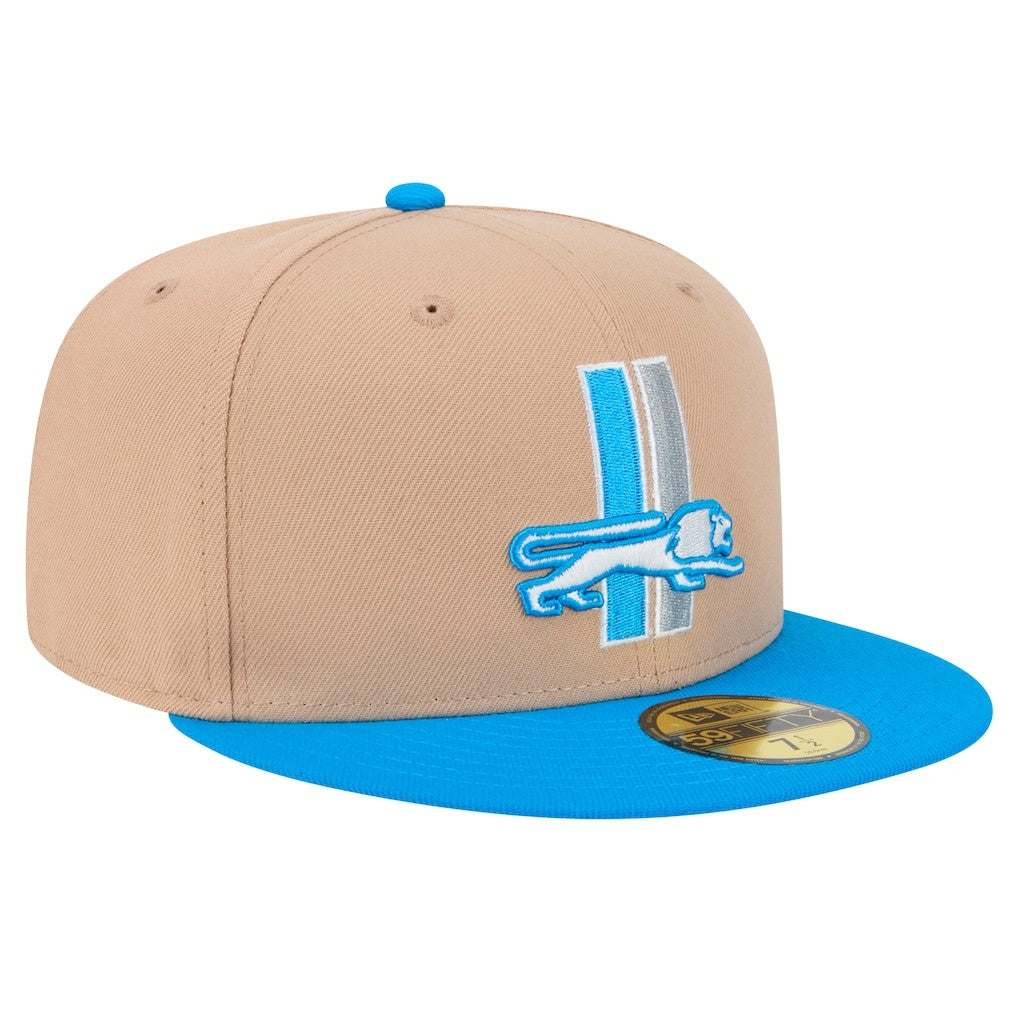 Detroit Lions New Era Throwback Logo Main 59FIFTY Fitted Hat - Tan - NFL