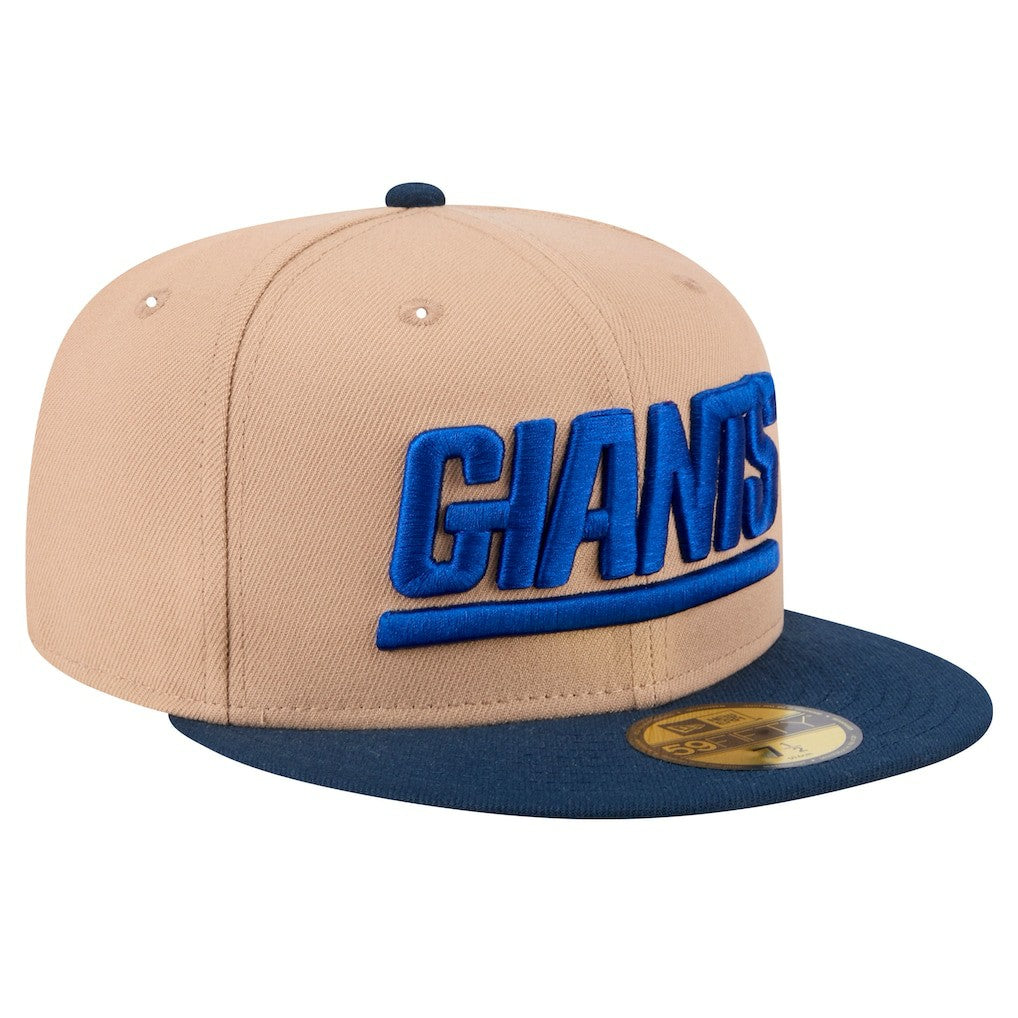 New York Giants New Era Wordmark Logo Main 59FIFTY Fitted Hat - Tan - NFL