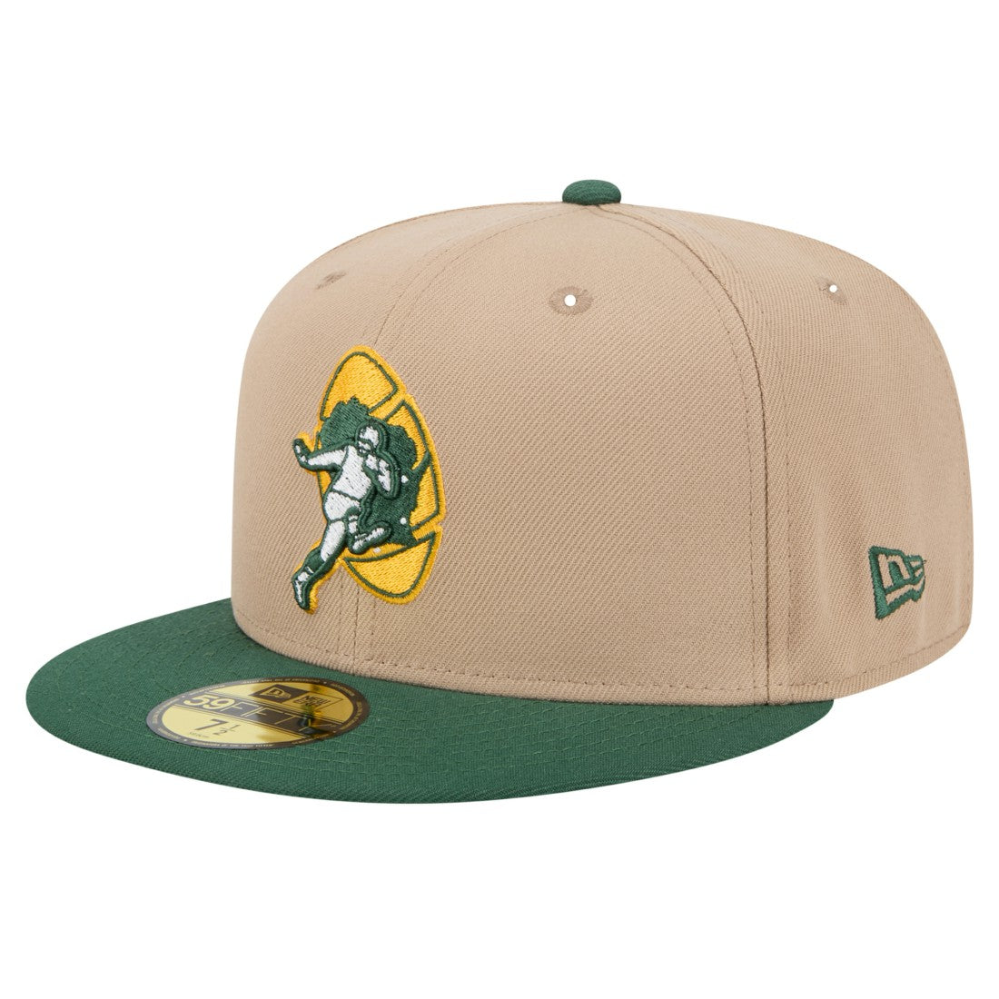 Green Bay Packers New Era Throwback Logo Main 59FIFTY Fitted Hat - Tan - NFL