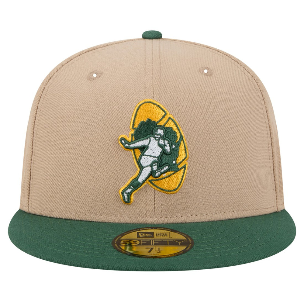 Green Bay Packers New Era Throwback Logo Main 59FIFTY Fitted Hat - Tan - NFL