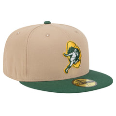 Green Bay Packers New Era Throwback Logo Main 59FIFTY Fitted Hat - Tan - NFL