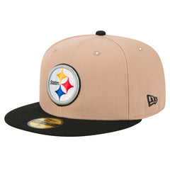 Pittsburgh Steelers New Era Logo Main 59FIFTY Fitted Hat - Tan - NFL