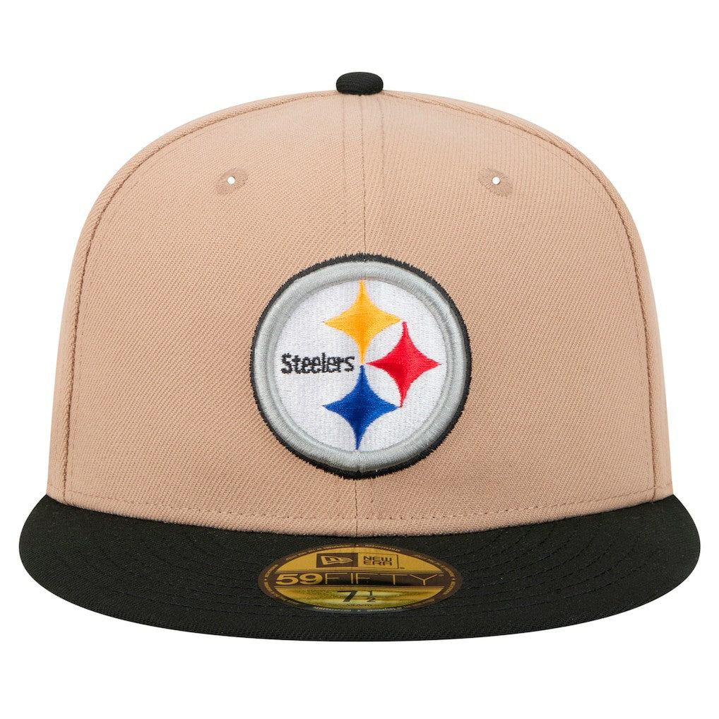 Pittsburgh Steelers New Era Logo Main 59FIFTY Fitted Hat - Tan - NFL