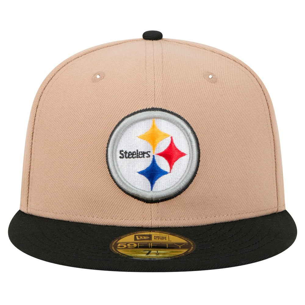 Pittsburgh Steelers New Era Logo Main 59FIFTY Fitted Hat - Tan - NFL