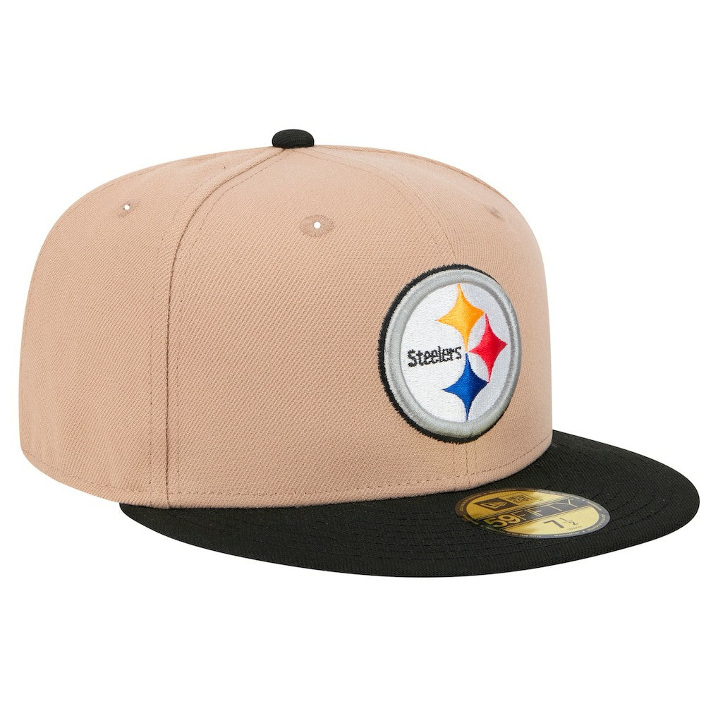 Pittsburgh Steelers New Era Logo Main 59FIFTY Fitted Hat - Tan - NFL