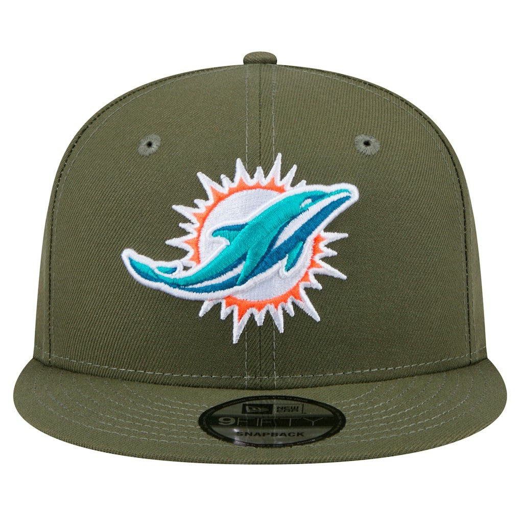 Miami Dolphins New Era Main 9FIFTY Snapback Hat - Olive - NFL