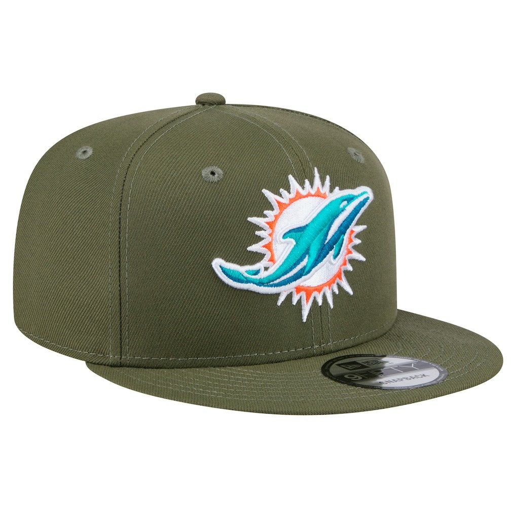 Miami Dolphins New Era Main 9FIFTY Snapback Hat - Olive - NFL