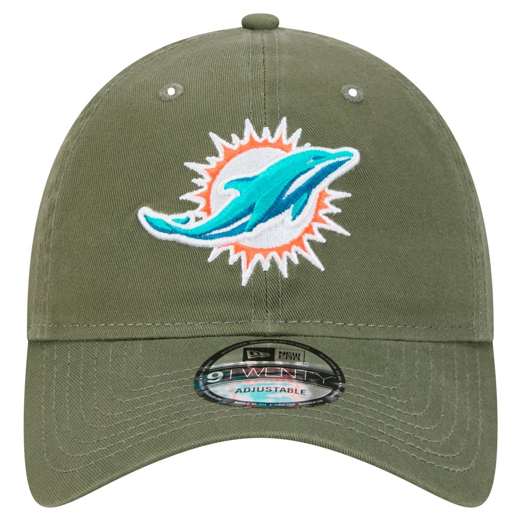 Miami Dolphins New Era Main 9TWENTY Adjustable Hat - Olive - NFL