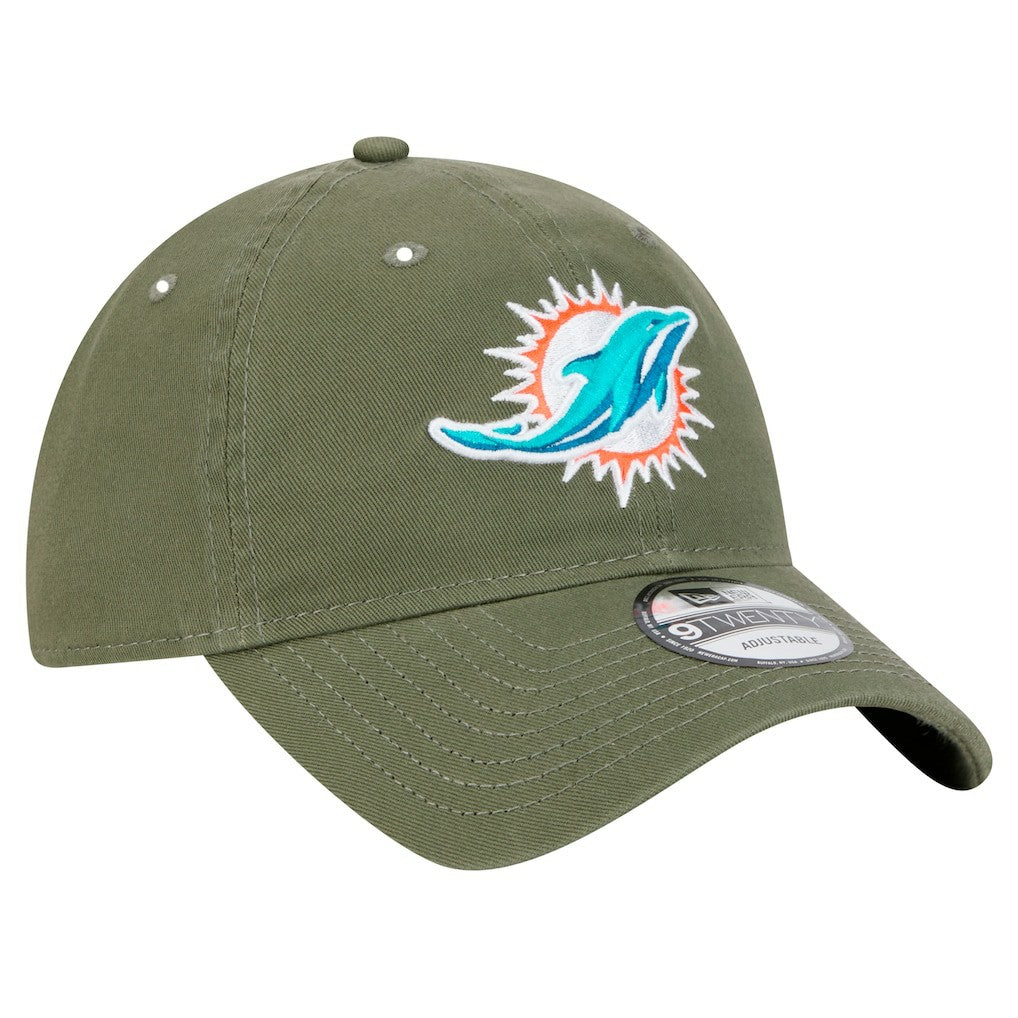 Miami Dolphins New Era Main 9TWENTY Adjustable Hat - Olive - NFL
