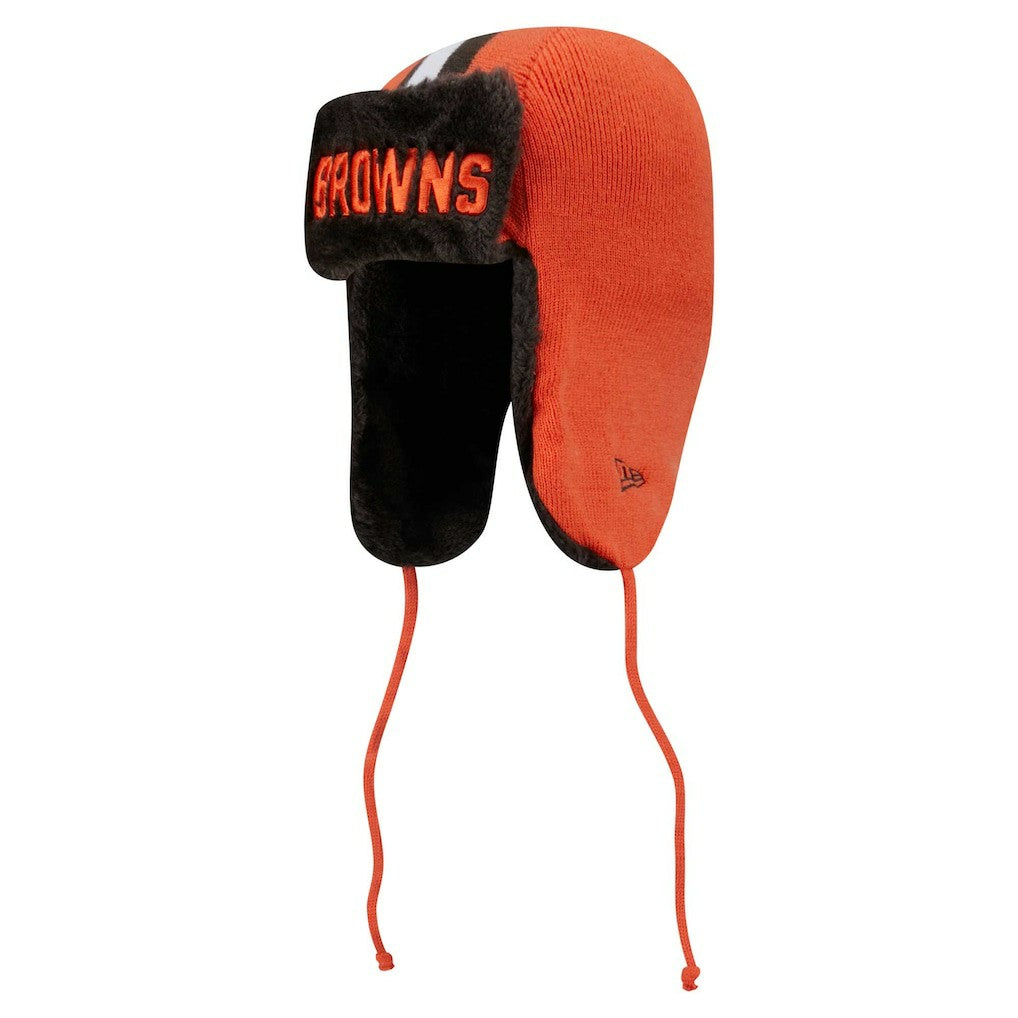 Cleveland Browns New Era Helmet Head Trapper Knit Hat - Orange - NFL
