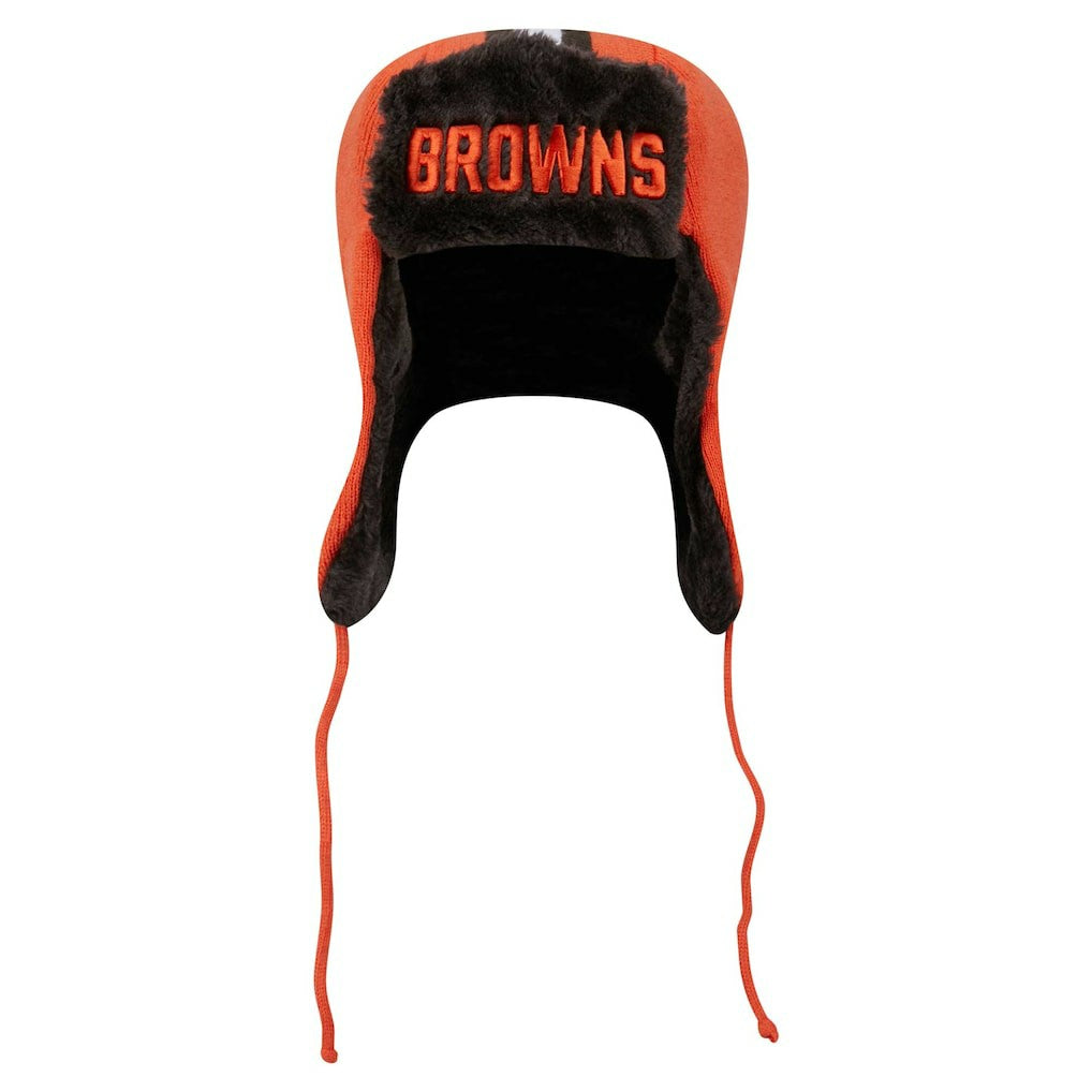 Cleveland Browns New Era Helmet Head Trapper Knit Hat - Orange - NFL