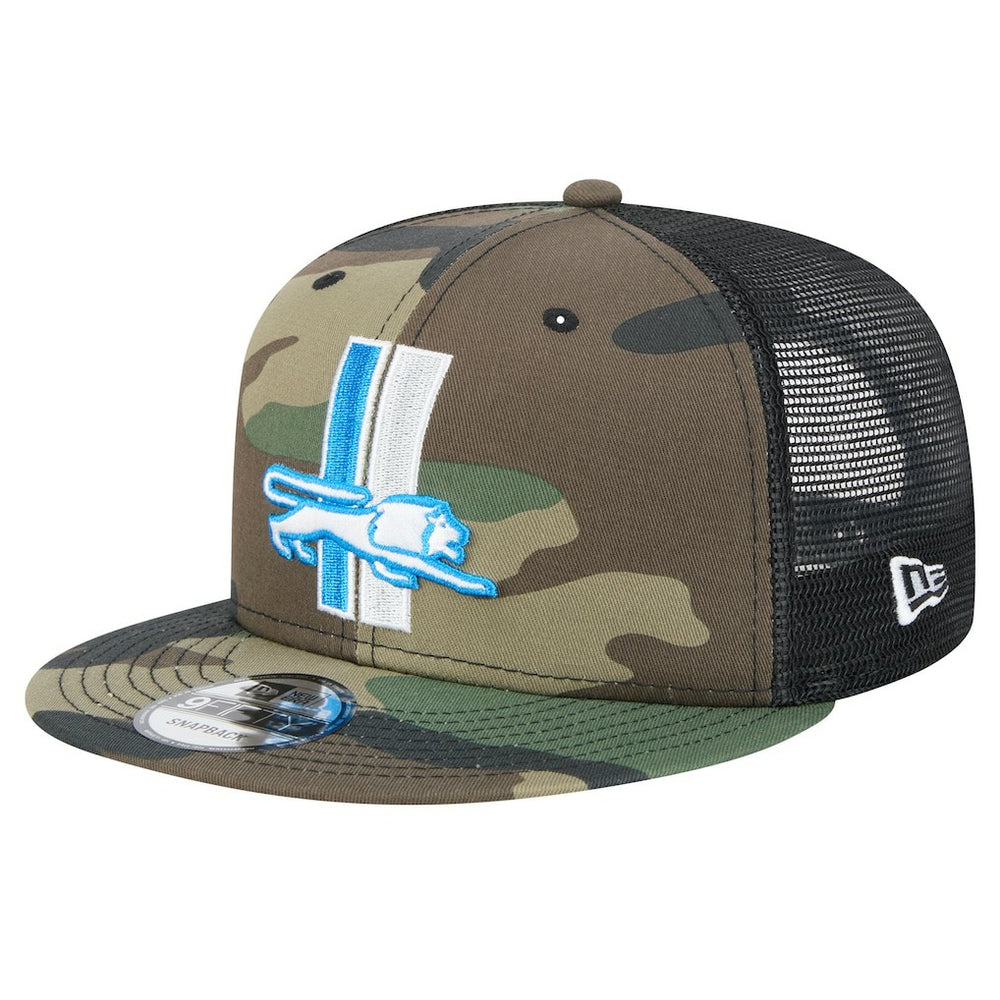 New Era Detroit Lions Camo Alternate Logo Main Trucker 9FIFTY Snapback Hat - NFL