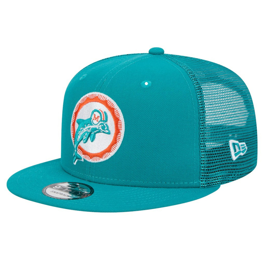 Miami Dolphins New Era Throwback Main Trucker 9FIFTY Snapback Hat - Aqua - NFL