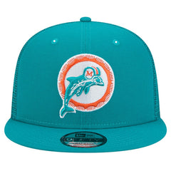 Miami Dolphins New Era Throwback Main Trucker 9FIFTY Snapback Hat - Aqua - NFL