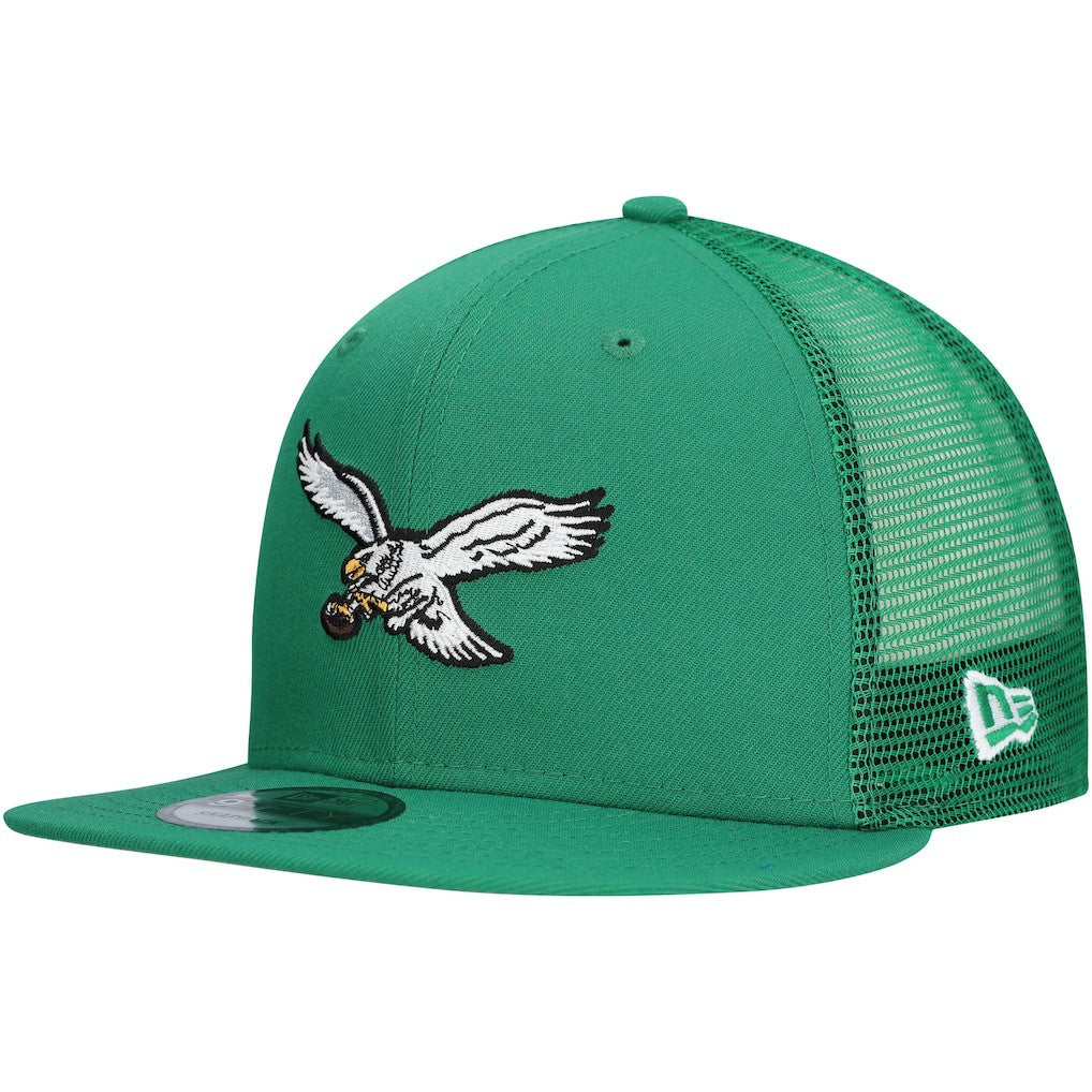 Philadelphia Eagles New Era Throwback Main Trucker 9FIFTY Snapback Hat - Kelly Green - NFL