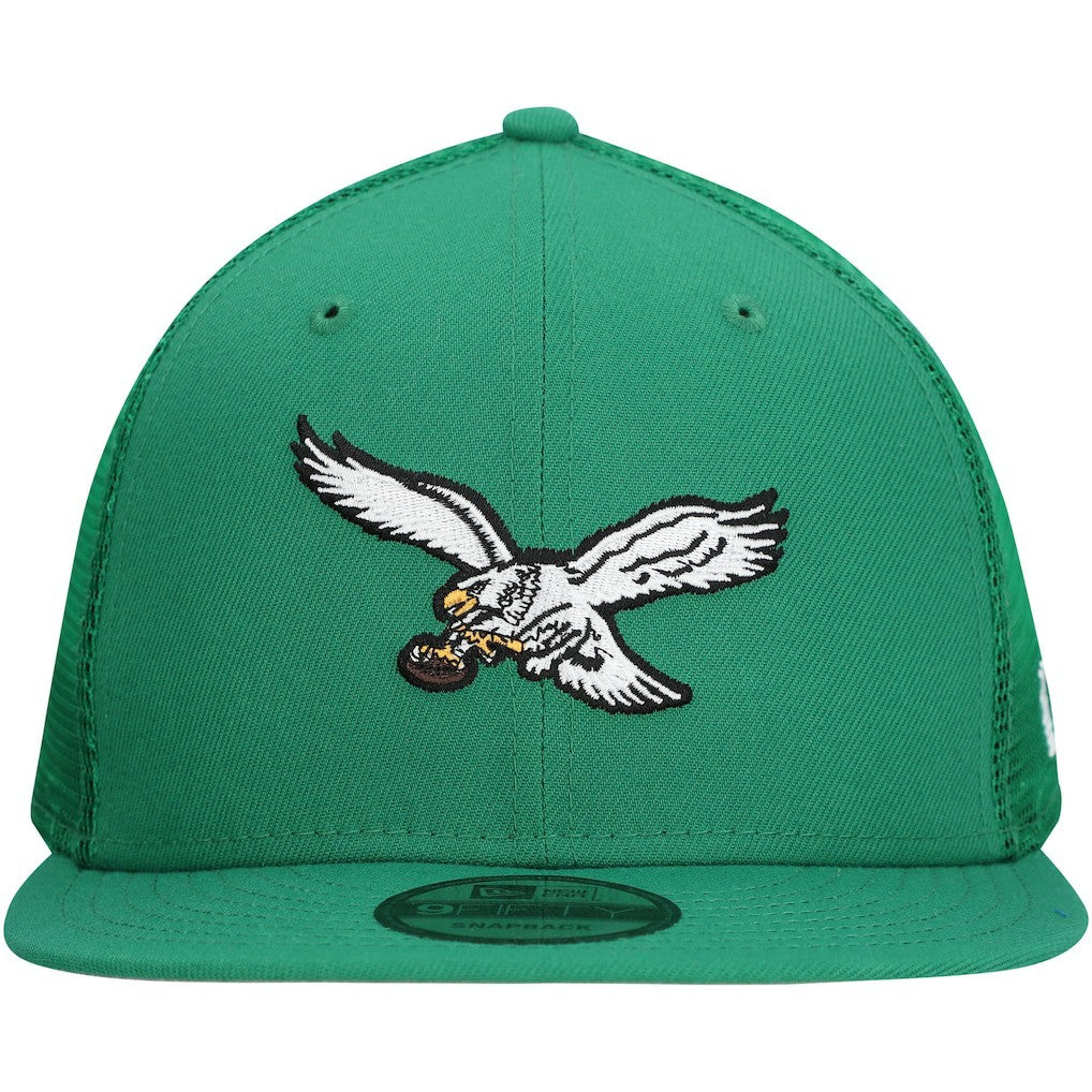 Philadelphia Eagles New Era Throwback Main Trucker 9FIFTY Snapback Hat - Kelly Green - NFL