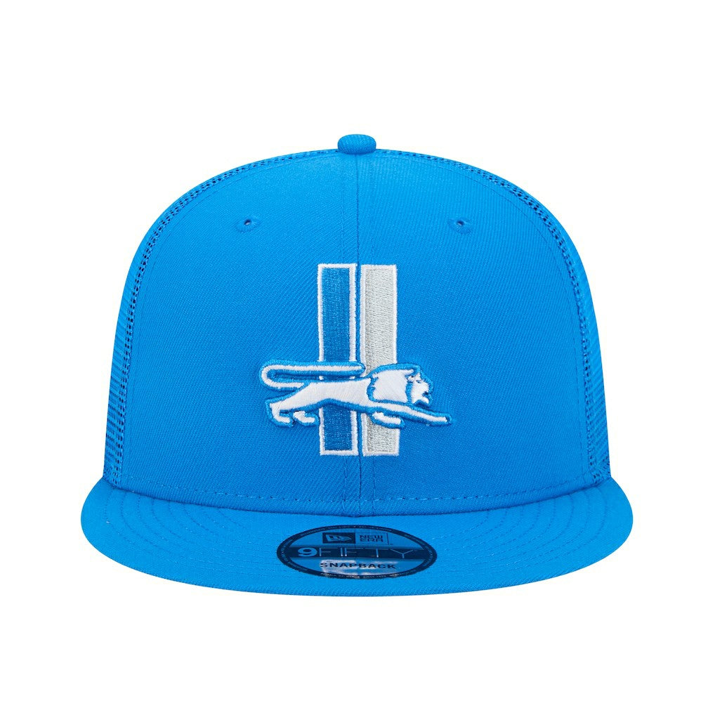 Detroit Lions New Era Throwback Main Trucker 9FIFTY Snapback Hat - Blue - NFL
