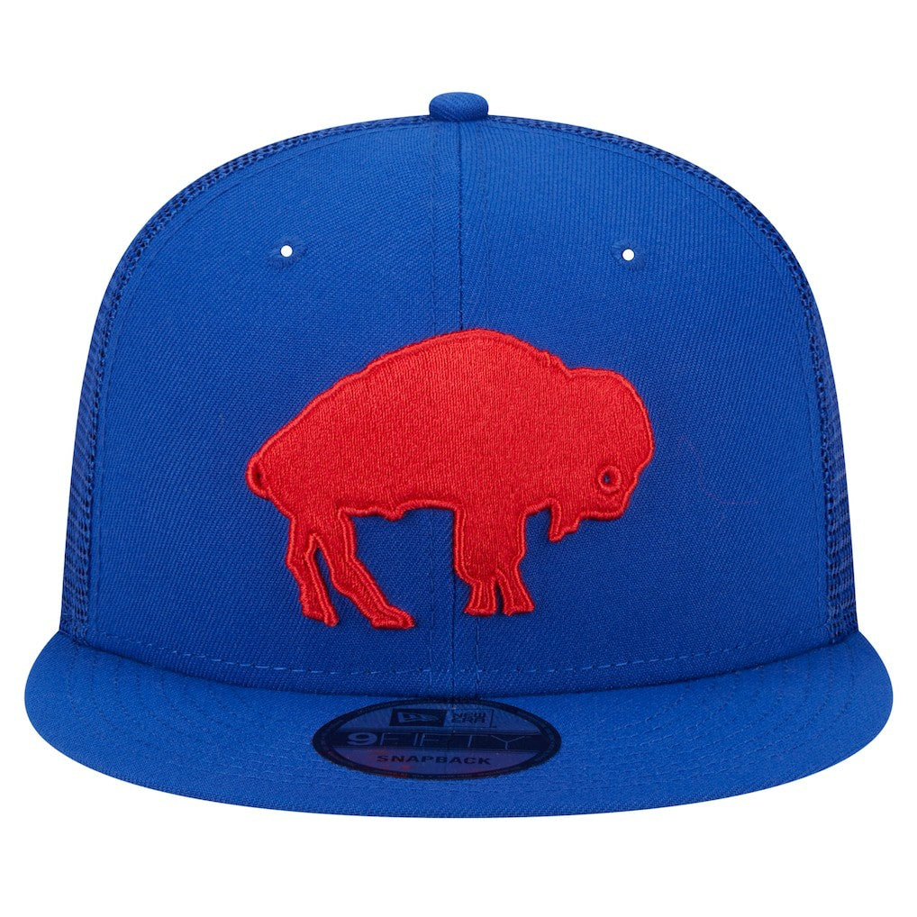 Buffalo Bills New Era Throwback Main Trucker 9FIFTY Snapback Hat - Royal - NFL