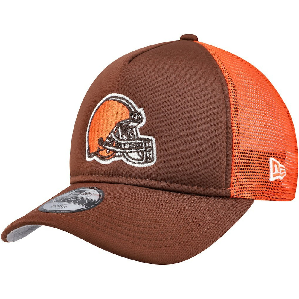 Cleveland Browns New Era Youth A-Frame 9FORTY Trucker Adjustable Hat - Brown - NFL