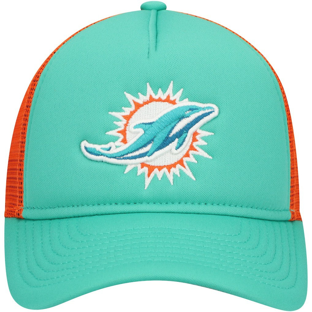 Miami Dolphins New Era Youth A-Frame 9FORTY Trucker Adjustable Hat - Aqua - NFL