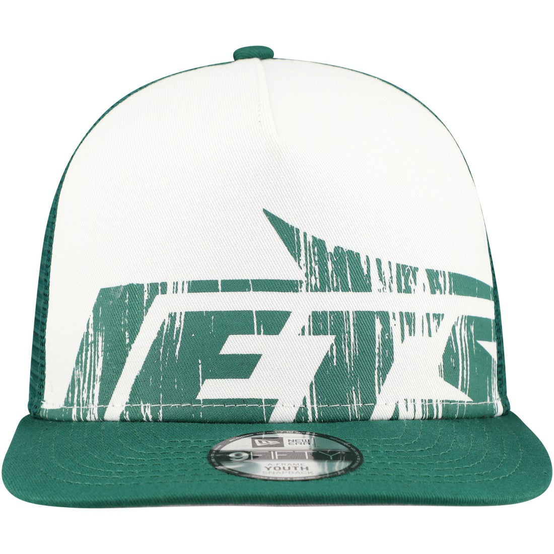 New York Jets New Era Youth Distressed 9FIFTY A-Frame Snapback Hat - White/Green - NFL