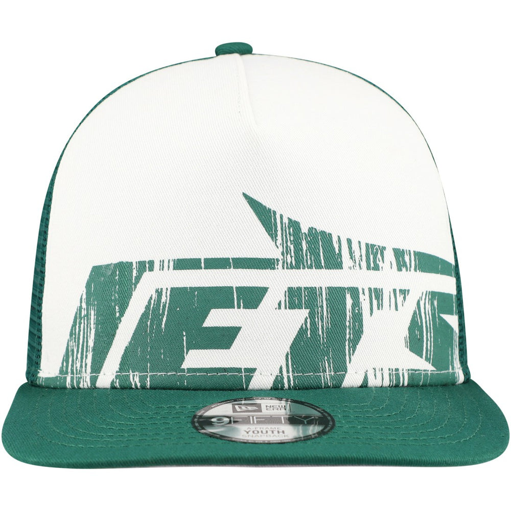 New York Jets New Era Youth Distressed 9FIFTY A-Frame Snapback Hat - White/Green - NFL